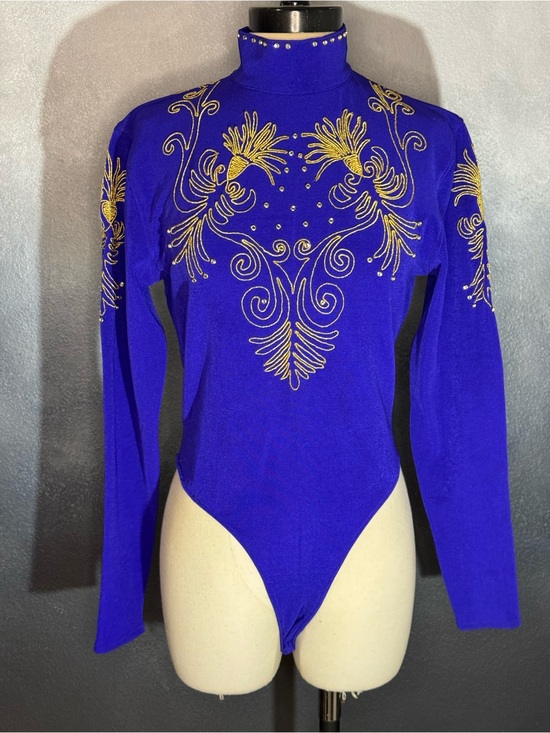 Tops - 🐴 Your Wildest Dreams Royal Blue & Gold Equestrian Show Bodysuit | Size M